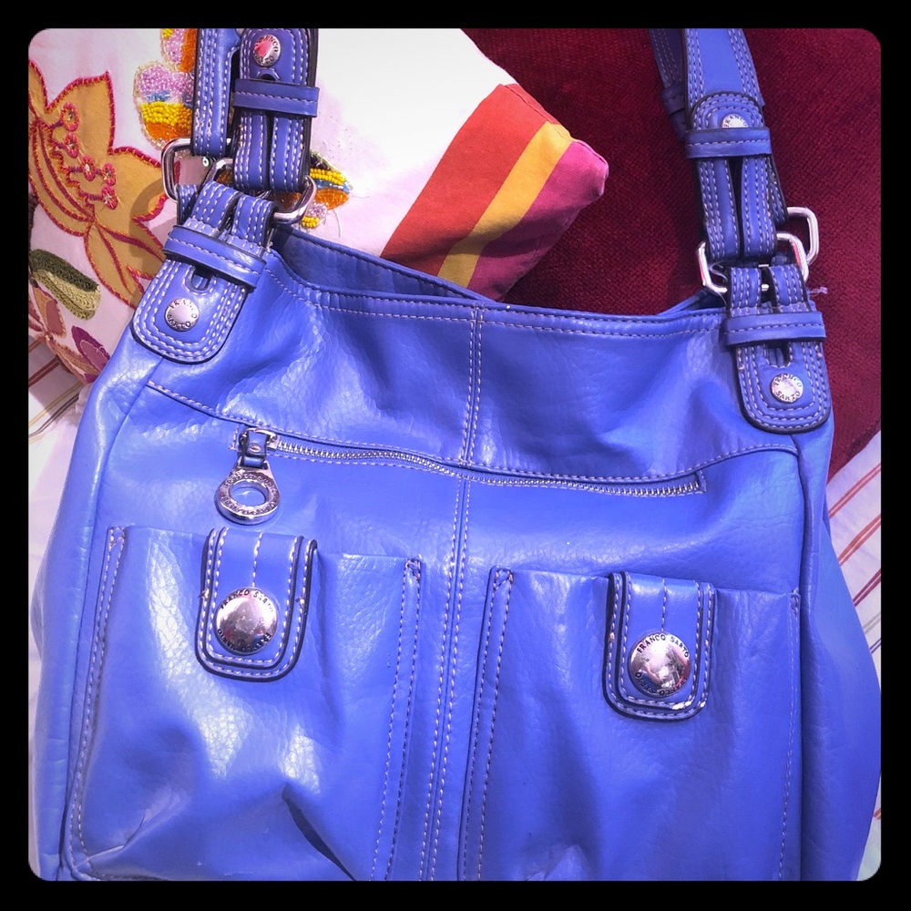 Medium Shoulder Bag - Blue & Silver details